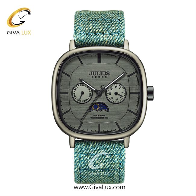 ساعت مچی اورجینال مردانه جولیوس سه موتوره فول تایم تیتانیوم | آبی| دودی|تیتانیوم| کد رفرنس JAH-149C