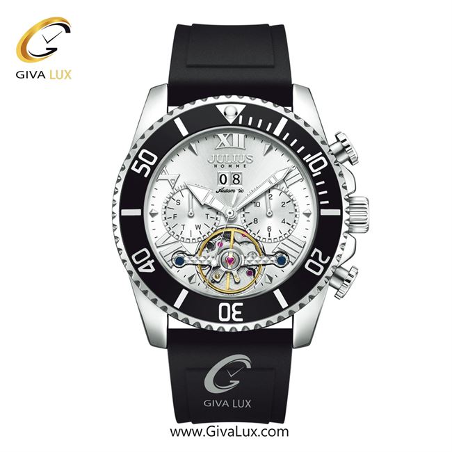 ساعت مچی اورجینال مردانه جولیوس سه موتوره فول تایم نقره ای-مشکی | مشکی| نقره ای| کد رفرنس JAH-153A