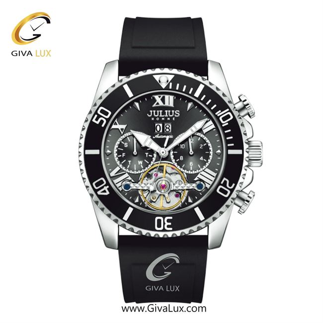 ساعت مچی اورجینال مردانه جولیوس سه موتوره فول تایم نقره ای-مشکی | مشکی| مشکی| کد رفرنس JAH-153C