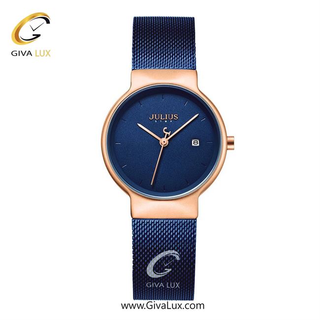ساعت مچی اورجینال جولیوس زنانه رزگلد | سرمه ای | سرمه ای | کد رفرنس JS-009LD