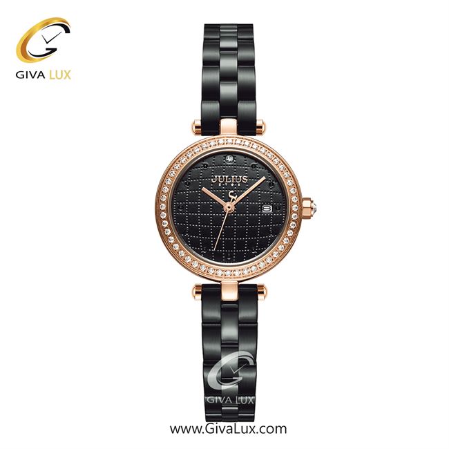 ساعت مچی اورجینال جولیوس زنانه رزگلد | مشکی | مشکی | کد رفرنس JS-049C