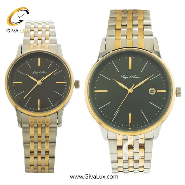 ساعت مچی اورجینال ست LdA | لوئیجی د آنا | Luigi d'Ana طلایی-نقره ای | نقره ای-طلایی| مشکی| کد رفرنس مردانه: 2335، زنانه: 2336