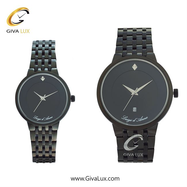 ساعت مچی اورجینال ست LdA | لوئیجی د آنا | Luigi d'Ana مشکی | مشکی| مشکی| کد رفرنس مردانه: 2358، زنانه: 2359
