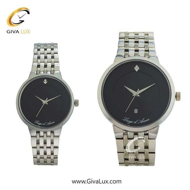 ساعت مچی اورجینال ست LdA | لوئیجی د آنا | Luigi d'Ana نقره ای | نقره ای| مشکی| کد رفرنس مردانه: 2358، زنانه: 2359