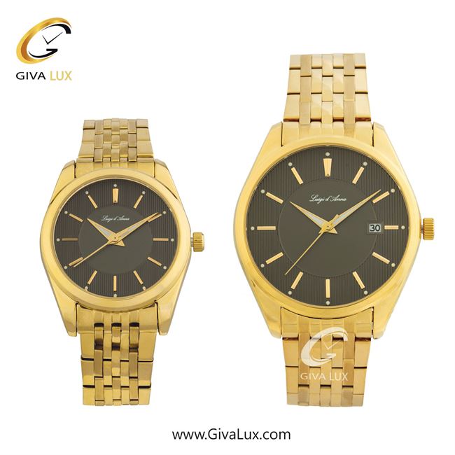 ساعت مچی اورجینال ست LdA | لوئیجی د آنا | Luigi d'Ana طلایی | طلایی| سبز یشمی تیره| کد رفرنس مردانه: 2360، زنانه: 2361