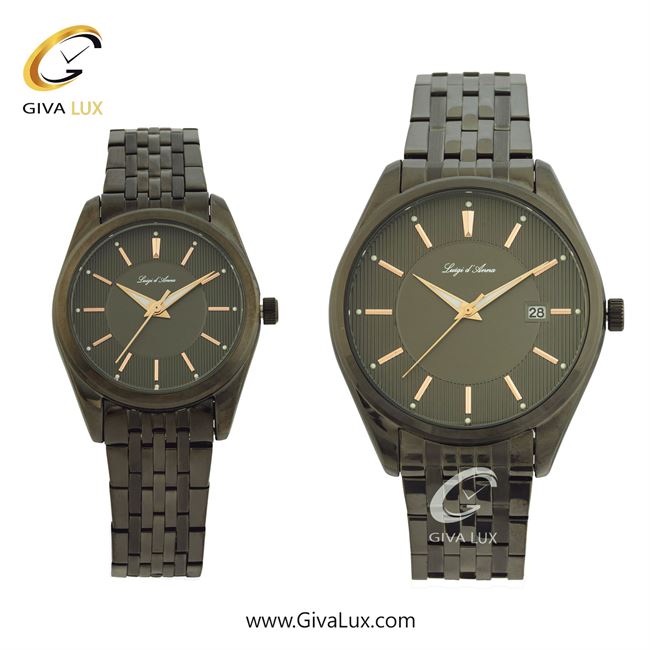 ساعت مچی اورجینال ست LdA | لوئیجی د آنا | Luigi d'Ana مشکی | مشکی| مشکی| کد رفرنس مردانه: 2360، زنانه: 2361