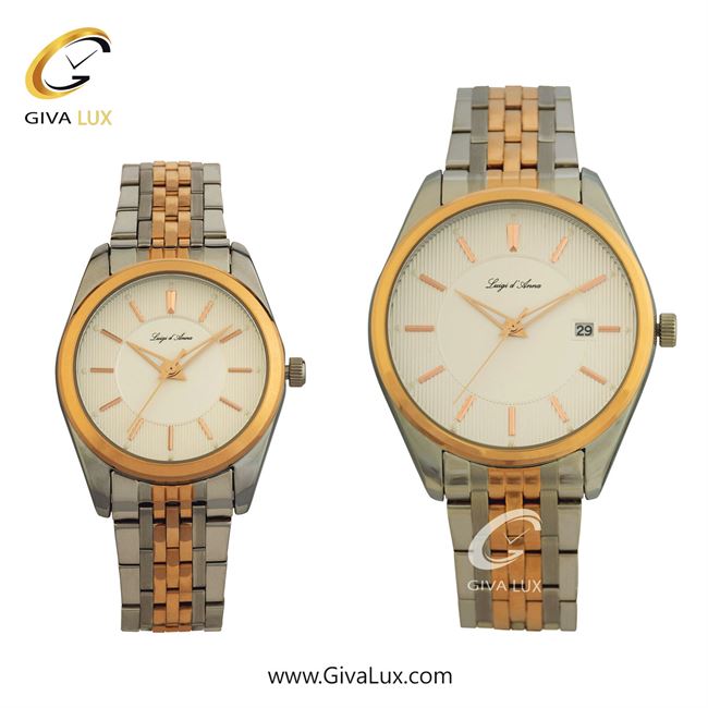 ساعت مچی اورجینال ست LdA | لوئیجی د آنا | Luigi d'Ana رزگلد-نقره ای | نقره ای-رزگلد| سفید| کد رفرنس مردانه: 2360، زنانه: 2361