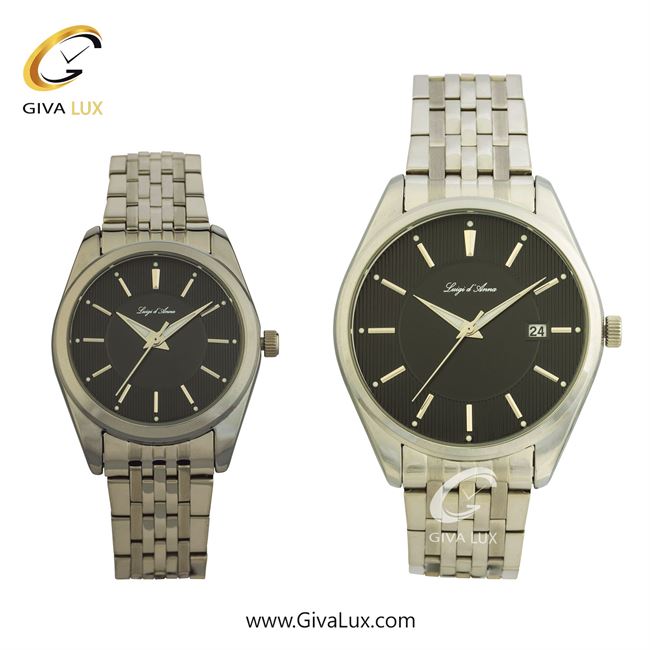 ساعت مچی اورجینال ست LdA | لوئیجی د آنا | Luigi d'Ana نقره ای | نقره ای| مشکی| کد رفرنس مردانه: 2360، زنانه: 2361