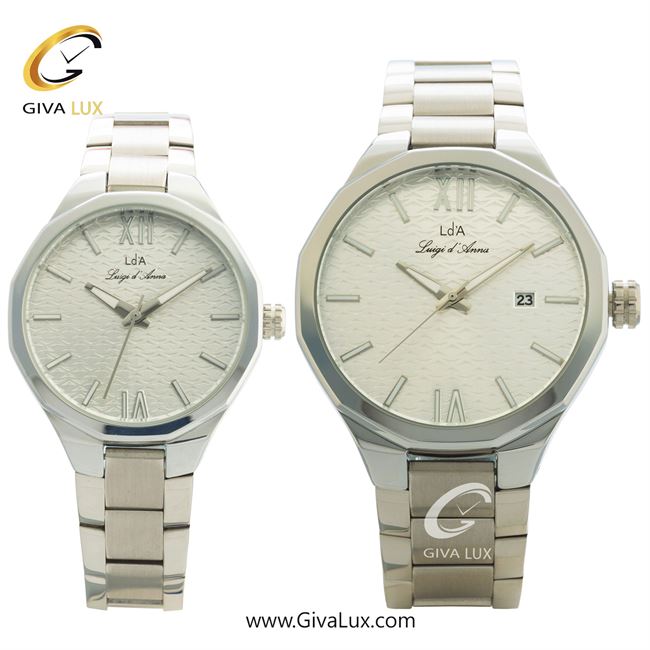 ساعت مچی اورجینال ست LdA | لوئیجی د آنا | Luigi d'Ana نقره ای | نقره ای| نقره ای| کد رفرنس مردانه: 2375، زنانه: 2376