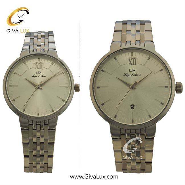 ساعت مچی اورجینال ست LdA | لوئیجی د آنا | Luigi d'Ana نقره ای | نقره ای| نقره ای| کد رفرنس مردانه: 2404، زنانه: 2405