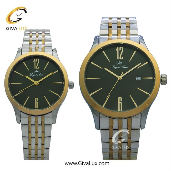 ساعت مچی اورجینال ست LdA | لوئیجی د آنا | Luigi d'Ana طلایی-نقره ای | طلایی-نقره ای| سبز یشمی تیره| کد رفرنس مردانه: 2419، زنانه: 2420