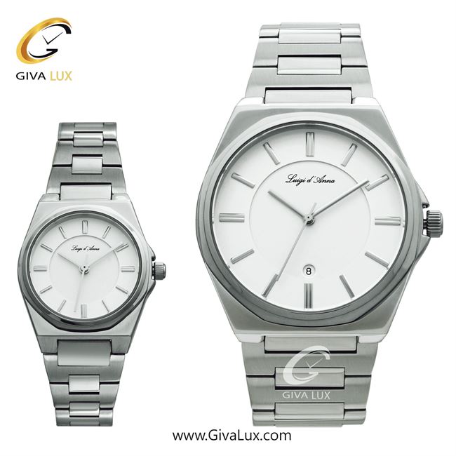 ساعت مچی اورجینال ست LdA | لوئیجی د آنا | Luigi d'Ana نقره ای | نقره ای| سفید| کد رفرنس مردانه: 2440، زنانه: 2441