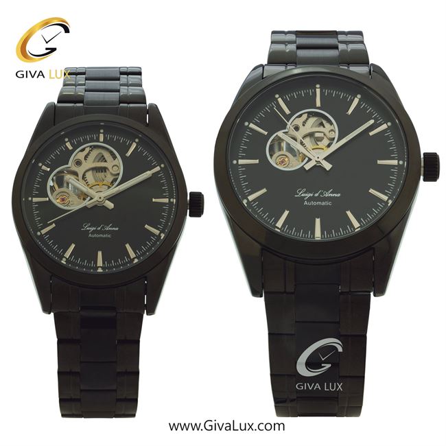 ساعت مچی اورجینال ست LdA | لوئیجی د آنا | Luigi d'Ana مشکی | مشکی| مشکی| کد رفرنس مردانه: 2442، زنانه: 2443