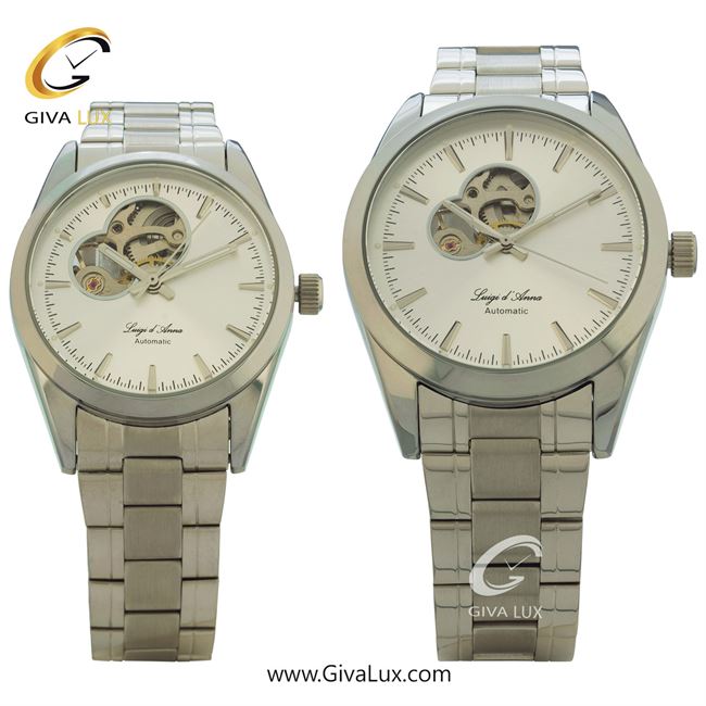 ساعت مچی اورجینال ست LdA | لوئیجی د آنا | Luigi d'Ana نقره ای | نقره ای| سفید صدفی| کد رفرنس مردانه: 2442، زنانه: 2443