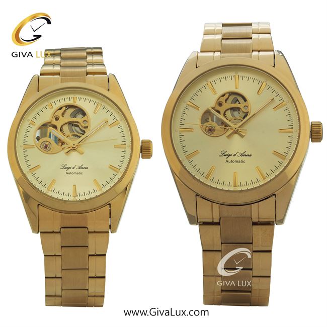 ساعت مچی اورجینال ست LdA | لوئیجی د آنا | Luigi d'Ana طلایی | طلایی| طلایی| کد رفرنس مردانه: 2442، زنانه: 2443