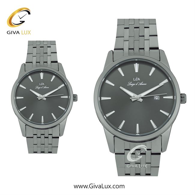 ساعت مچی اورجینال ست LdA | لوئیجی د آنا | Luigi d'Ana تیتانیوم | تیتانیوم(زغالی)| دودی|تیتانیوم| کد رفرنس مردانه: 2482، زنانه: 2483