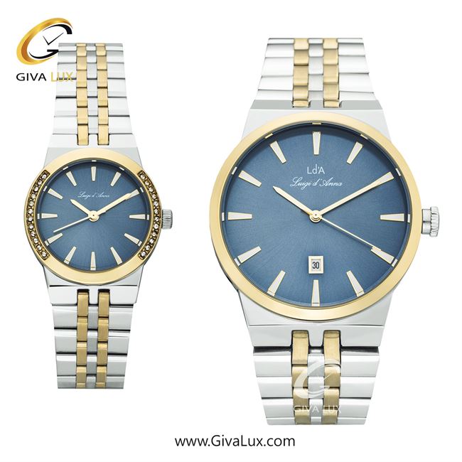ساعت مچی اورجینال ست LdA | لوئیجی د آنا | Luigi d'Ana طلایی-نقره ای | نقره ای-طلایی| سرمه ای| کد رفرنس مردانه: 2504، زنانه: 2505