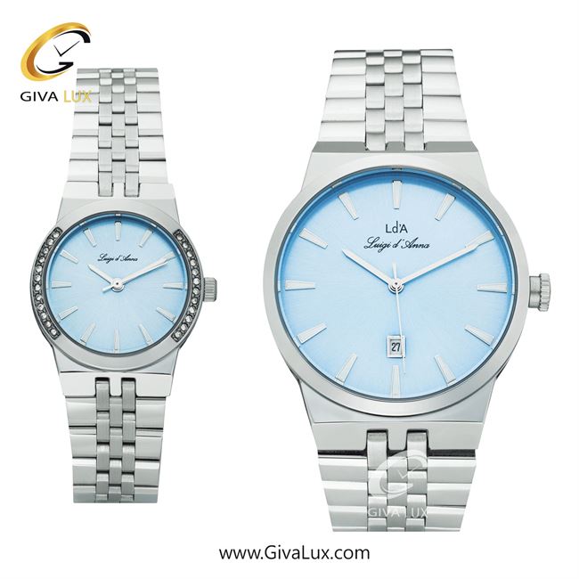 ساعت مچی اورجینال ست LdA | لوئیجی د آنا | Luigi d'Ana نقره ای | نقره ای| آبی| کد رفرنس مردانه: 2504، زنانه: 2505