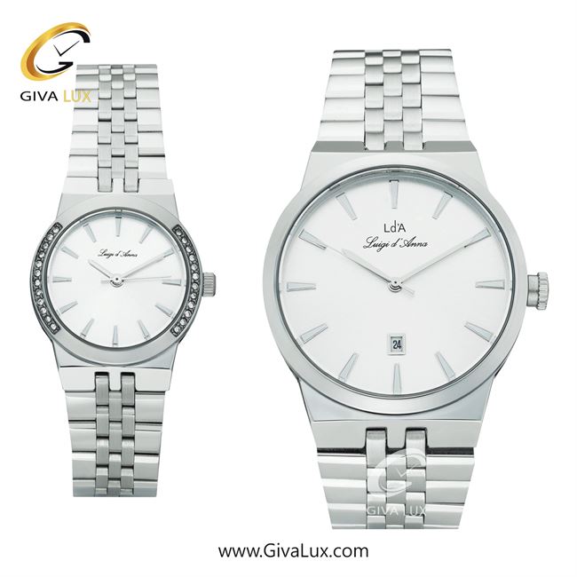 ساعت مچی اورجینال ست LdA | لوئیجی د آنا | Luigi d'Ana نقره ای | نقره ای| نقره ای| کد رفرنس مردانه: 2504، زنانه: 2505