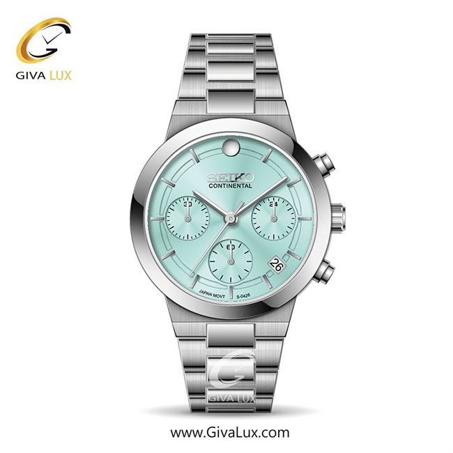 ساعت مچی اورجینال زنانه سیکو (کانتیننتال) | Seiko (Continental)  سه موتوره کرنوگراف نقره ای | نقره ای| آبی| کد رفرنس 0426