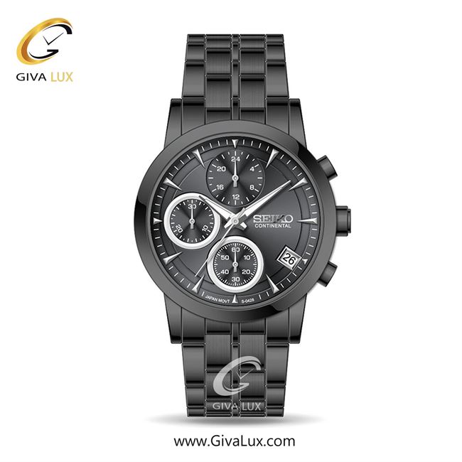 ساعت مچی اورجینال زنانه سیکو (کانتیننتال) | Seiko (Continental)  سه موتوره کرنوگراف مشکی | مشکی| مشکی| کد رفرنس 0428