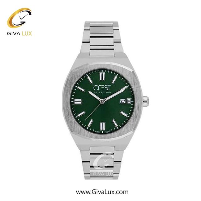 ساعت مچی اورجینال زنانه کرست نقره ای | نقره ای| سبز یشمی تیره| کد رفرنس Crest 6293-1