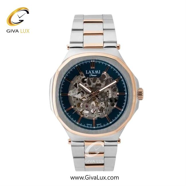 ساعت مچی اورجینال زنانه لاکسمی رزگلد | نقره ای-رزگلد| سرمه ای| کد رفرنس 8150-1L