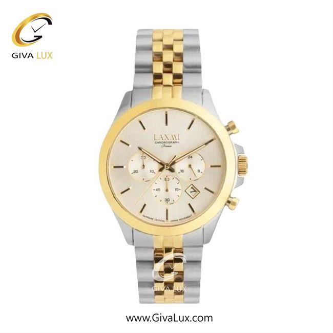 ساعت مچی اورجینال زنانه لاکسمی سه موتوره کرنوگراف طلایی | طلایی-نقره ای| کرم| کد رفرنس 8517-3L