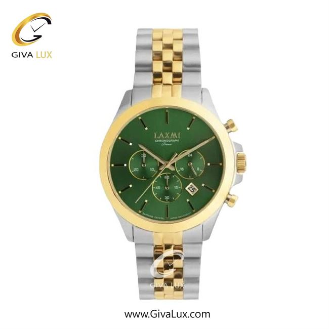 ساعت مچی اورجینال زنانه لاکسمی سه موتوره کرنوگراف طلایی | طلایی-نقره ای| سبز| کد رفرنس 8517-4L
