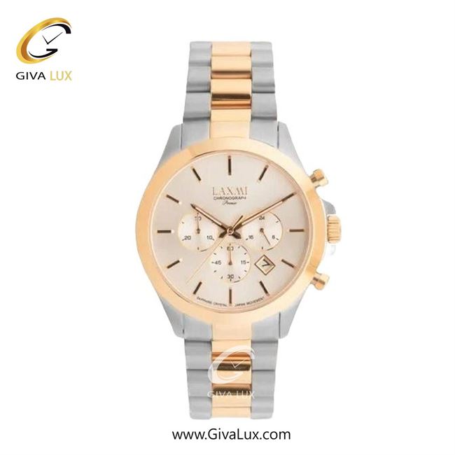 ساعت مچی اورجینال زنانه لاکسمی سه موتوره کرنوگراف رزگلد | رزگلد-نقره ای| شامپاینی| کد رفرنس 8517-7L