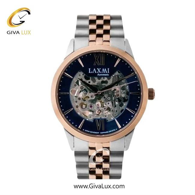 ساعت مچی اورجینال زنانه لاکسمی رزگلد | نقره ای-رزگلد| سرمه ای| کد رفرنس 8530-2L