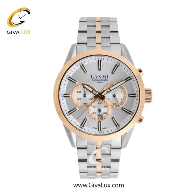 ساعت مچی اورجینال زنانه لاکسمی سه موتوره کرنوگراف رزگلد | نقره ای-رزگلد| نقره ای| کد رفرنس 8543-14L
