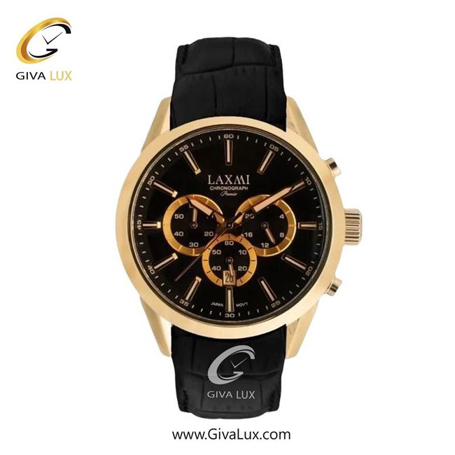 ساعت مچی اورجینال زنانه لاکسمی سه موتوره کرنوگراف طلایی | مشکی| مشکی| کد رفرنس 8543-3L