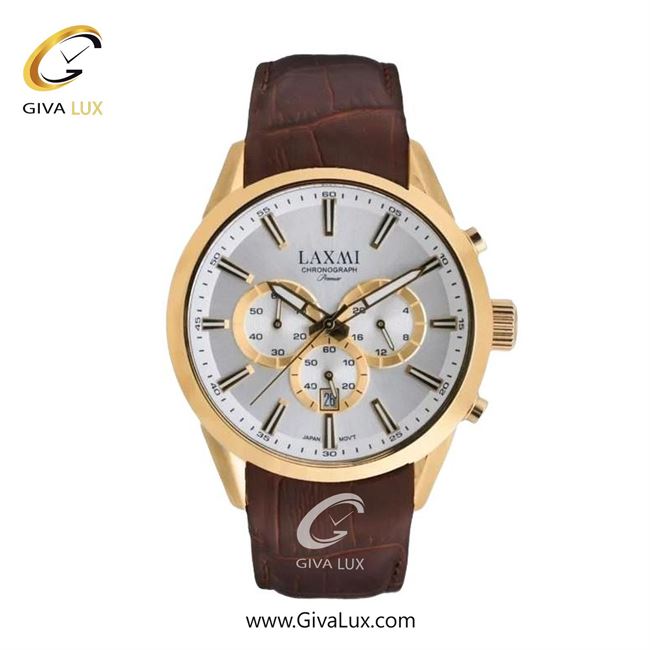 ساعت مچی اورجینال زنانه لاکسمی سه موتوره کرنوگراف طلایی | قهوه ای| نقره ای| کد رفرنس 8543-5L