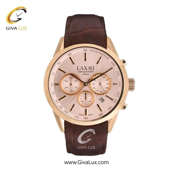 ساعت مچی اورجینال زنانه لاکسمی سه موتوره کرنوگراف رزگلد | قهوه ای| رزگلد| کد رفرنس 8544-1L