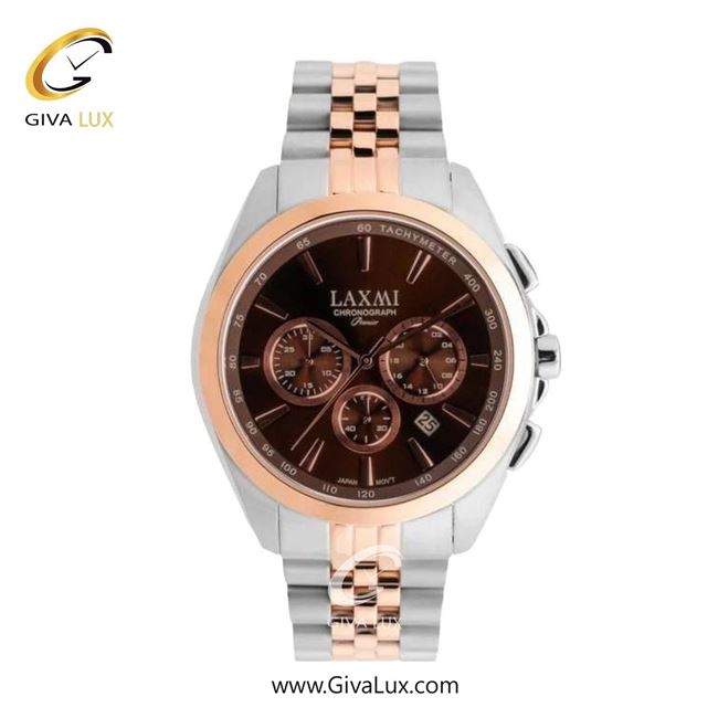 ساعت مچی اورجینال زنانه لاکسمی سه موتوره کرنوگراف رزگلد | نقره ای-رزگلد| قهوه ای| کد رفرنس 8544-16L