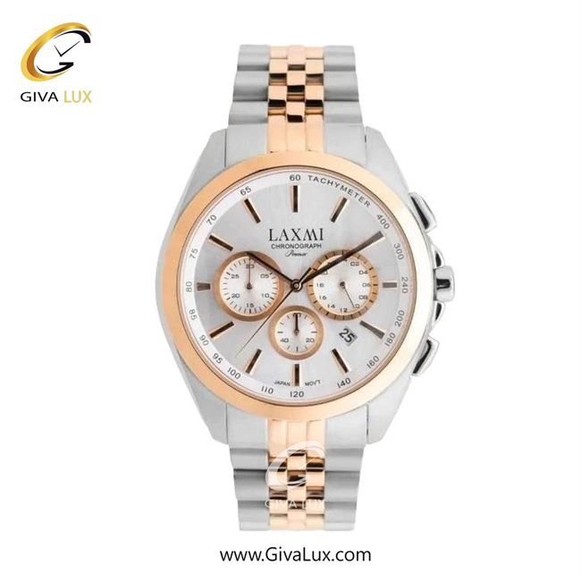 ساعت مچی اورجینال زنانه لاکسمی سه موتوره کرنوگراف رزگلد | نقره ای-رزگلد| نقره ای| کد رفرنس 8544-20L