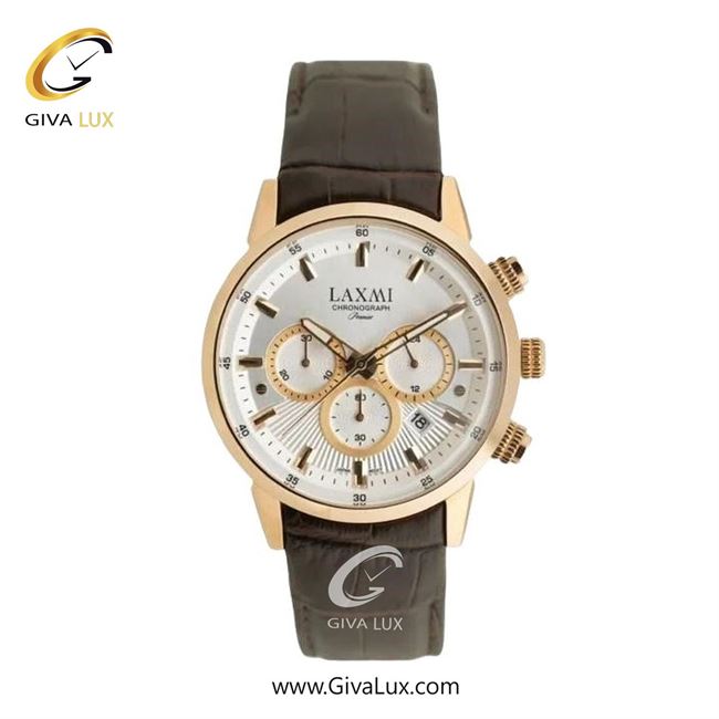 ساعت مچی اورجینال زنانه لاکسمی سه موتوره کرنوگراف رزگلد | قهوه ای| نقره ای| کد رفرنس 8546-11L