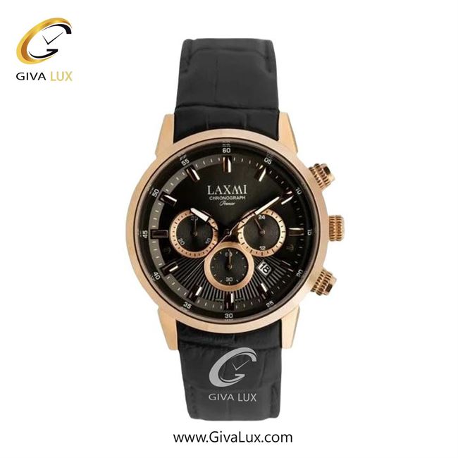 ساعت مچی اورجینال زنانه لاکسمی سه موتوره کرنوگراف رزگلد | مشکی| مشکی| کد رفرنس 8546-20L