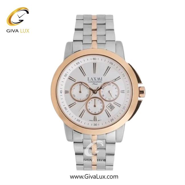 ساعت مچی اورجینال زنانه لاکسمی سه موتوره کرنوگراف رزگلد | نقره ای-رزگلد| نقره ای| کد رفرنس 8552-5L