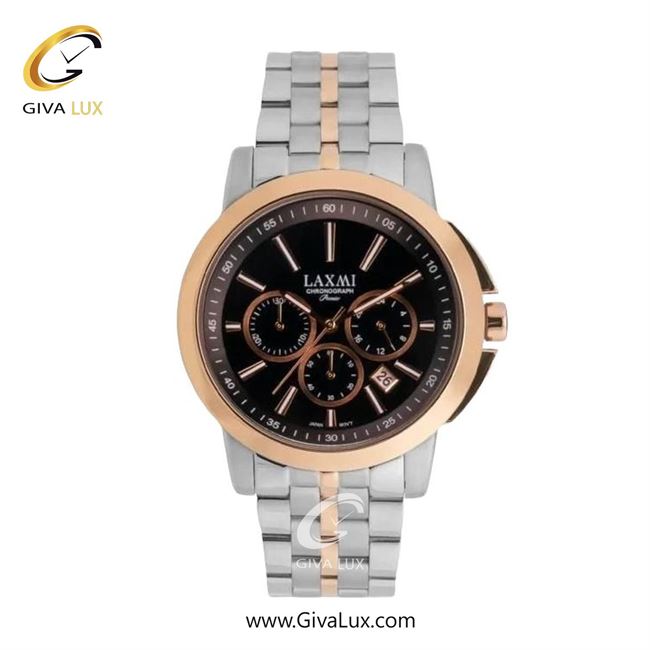 ساعت مچی اورجینال زنانه لاکسمی سه موتوره کرنوگراف رزگلد | رزگلد-نقره ای| مشکی| کد رفرنس 8552-7L
