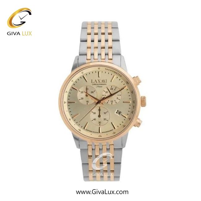 ساعت مچی اورجینال زنانه لاکسمی سه موتوره کرنوگراف رزگلد | رزگلد-نقره ای| شامپاینی| کد رفرنس 8562-6L