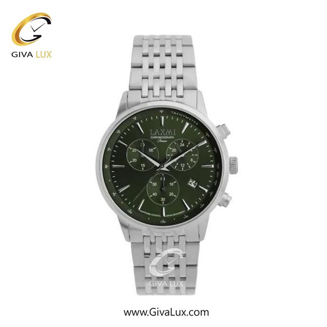 ساعت مچی اورجینال زنانه لاکسمی سه موتوره کرنوگراف نقره ای | نقره ای| سبز یشمی تیره| کد رفرنس 8562-7L
