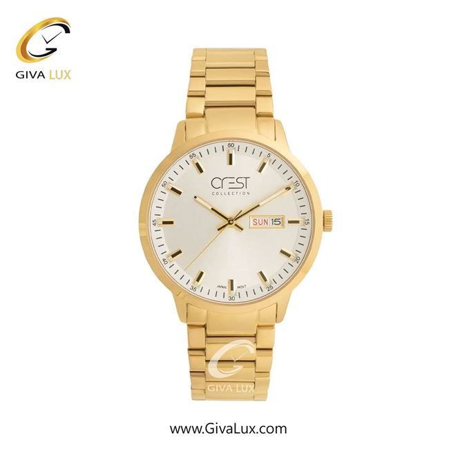 ساعت مچی اورجینال زنانه کرست طلایی | طلایی| سفید| کد رفرنس Crest 9055-7