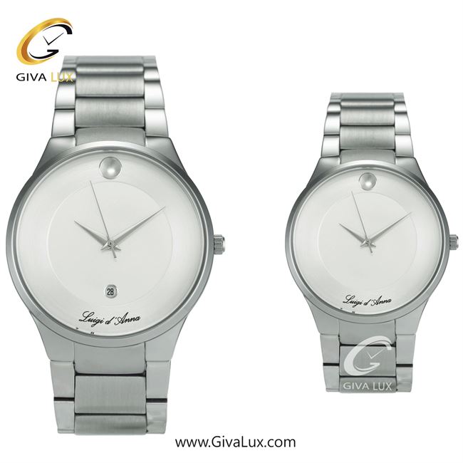 ساعت مچی اورجینال LdA ست نقره ای | نقره ای | سفید صدفی | کد رفرنس مردانه: 2264، زنانه: 2265