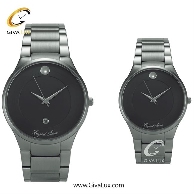 ساعت مچی اورجینال LdA ست نقره ای | نقره ای | مشکی | کد رفرنس مردانه: 2264، زنانه: 2265