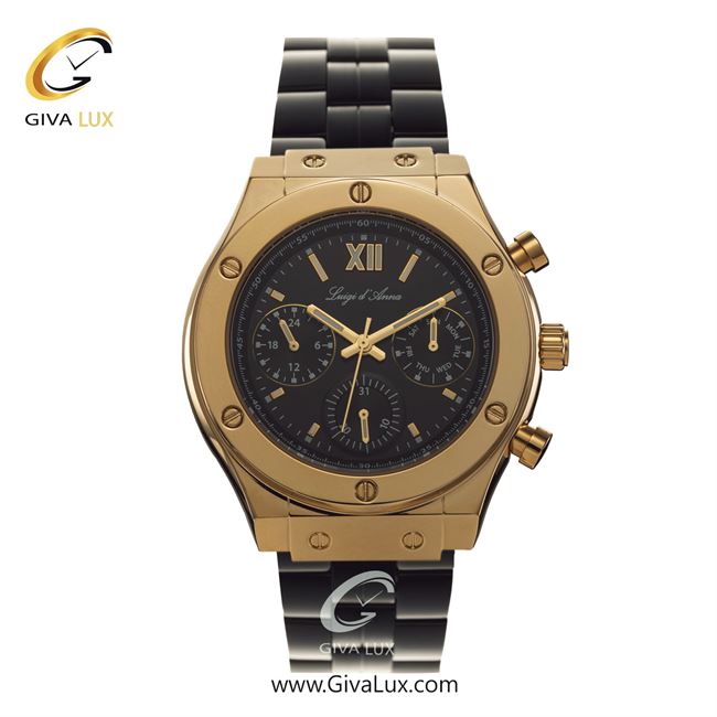 ساعت مچی اورجینال LdA مردانه سه موتوره فول تایم طلایی | مشکی | مشکی | کد رفرنس 2304