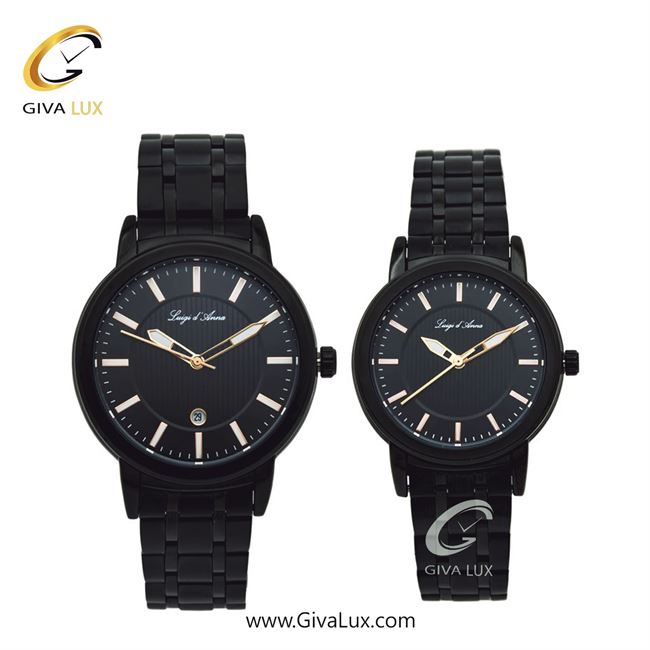 ساعت مچی اورجینال LdA ست مشکی | مشکی | مشکی | کد رفرنس مردانه: 2306، زنانه: 2307