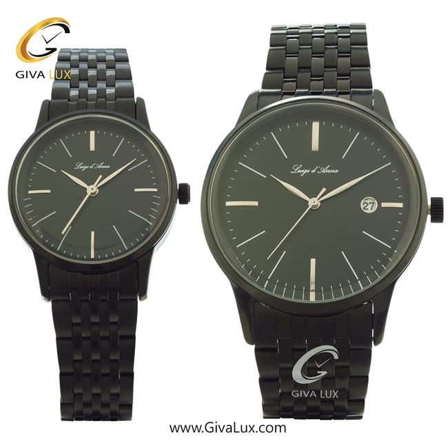 ساعت مچی اورجینال LdA ست مشکی | مشکی | مشکی | کد رفرنس مردانه: 2335، زنانه: 2336