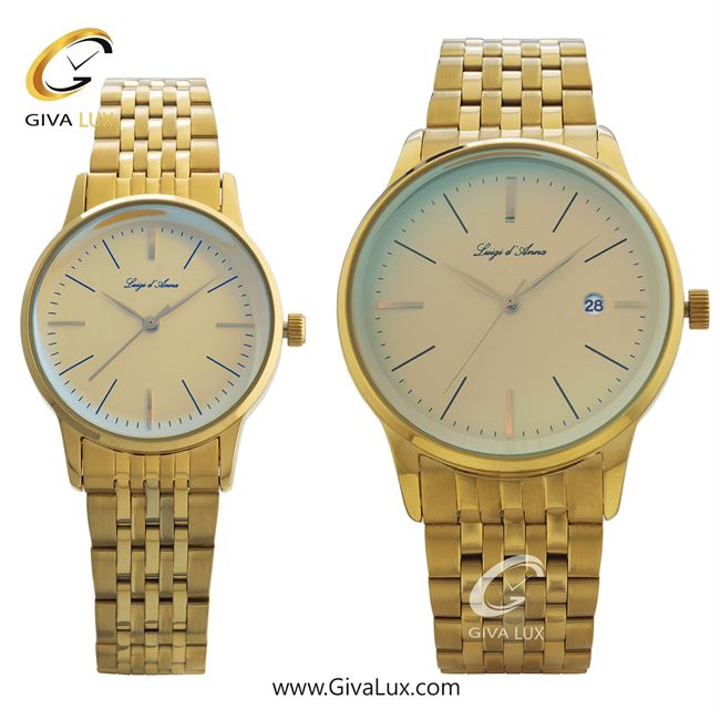 ساعت مچی اورجینال LdA ست طلایی | طلایی | طلایی | کد رفرنس مردانه: 2335، زنانه: 2336